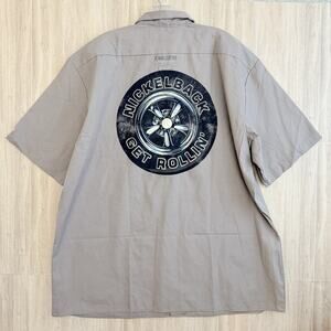 Nickelback Button Up Shirt Mens Sz 2XL Get Rollin’ by Dickies Button Down Work